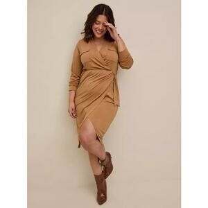 Torrid plus size At The Knee Studio Knit Collared Dress stretch neutral size 4x